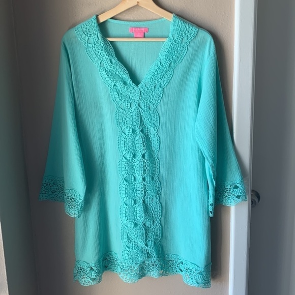 ISAAC MIZRAHI Daisy Gauze Coverup Tunic Top - Picture 3 of 9